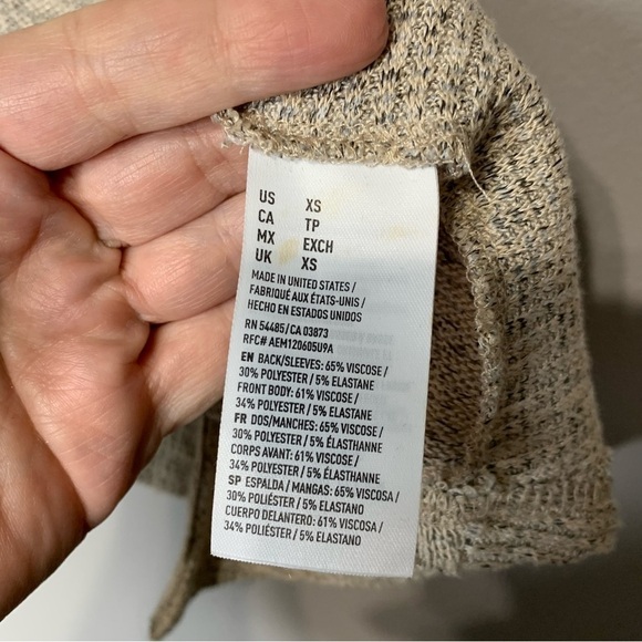 American Eagle Outfitters oatmeal open front‎ cardigan sweater Size XS/TP - Picture 7 of 9